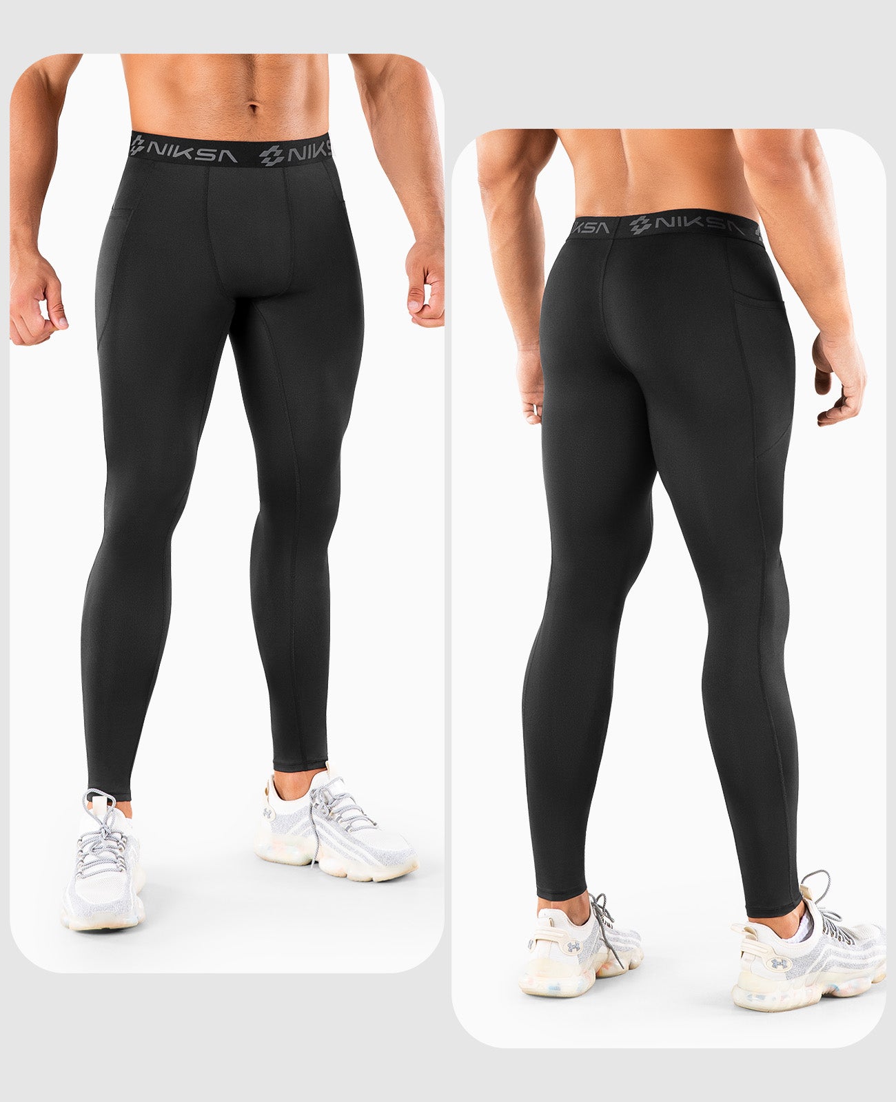 Niksa 1/3 Pack Men's Compression Pants, Performance Athletic Sports Leggings Gym Tights （MK07）