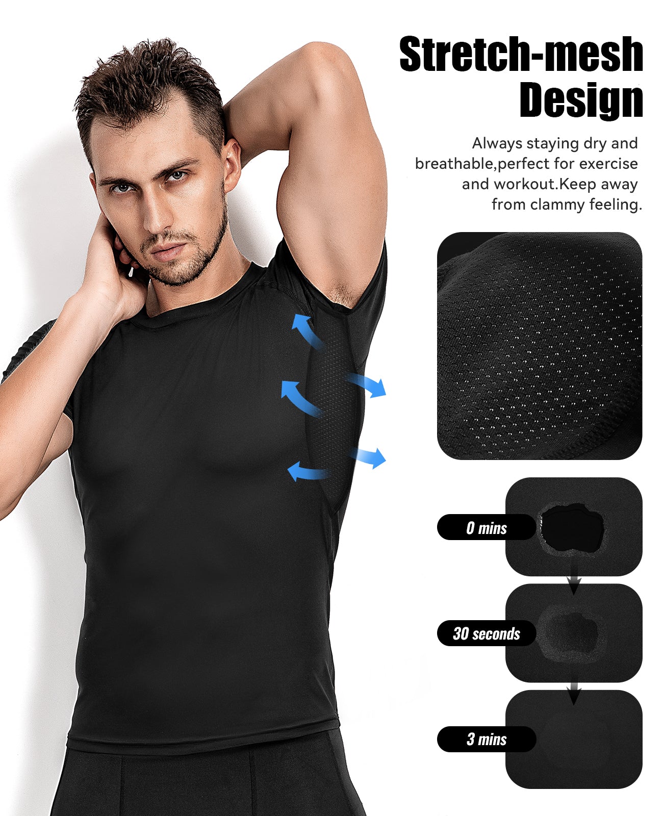 Niksa Men's Compression Top (1-Pack or 3-Pack)（MS01）