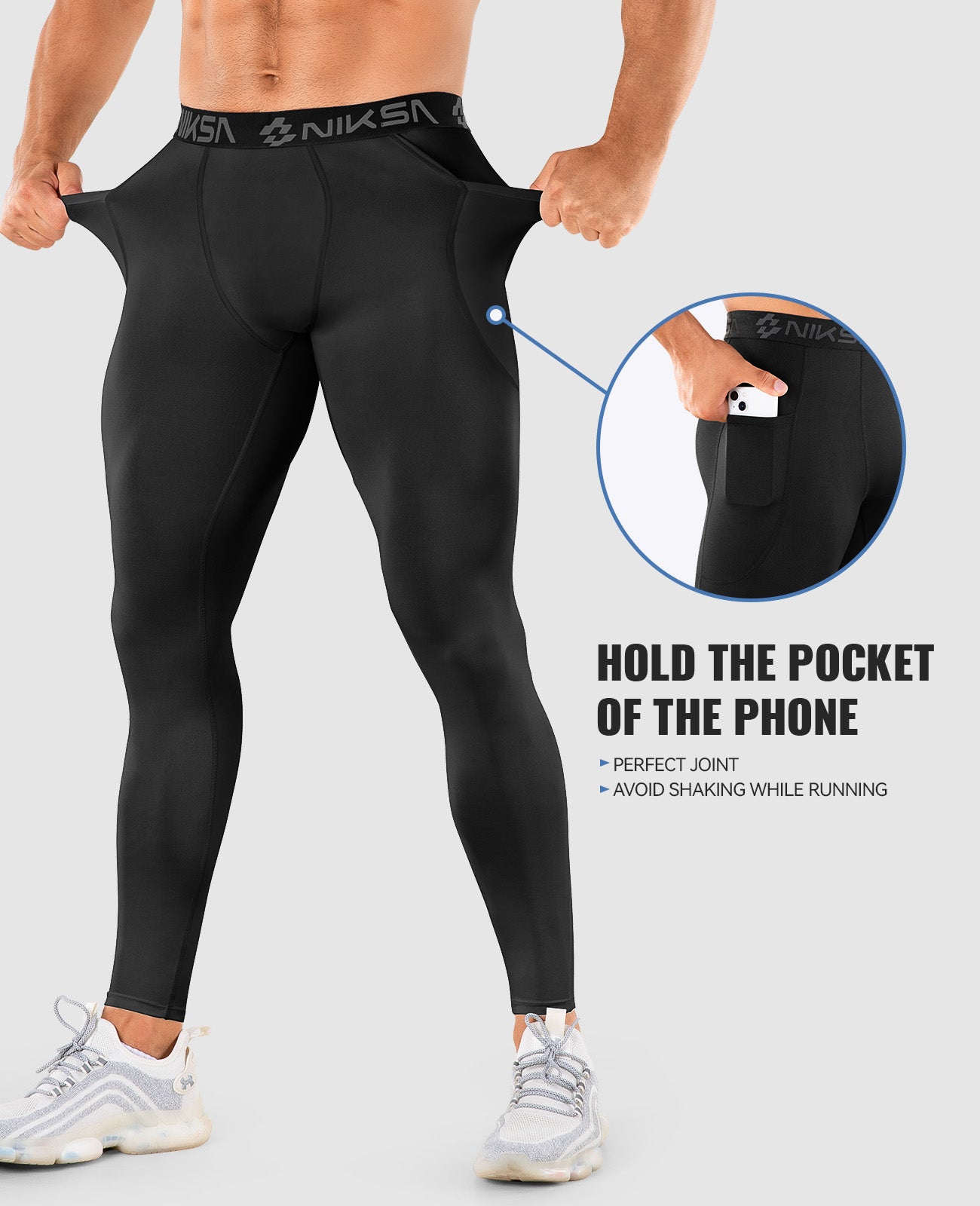 Niksa 1/3 Pack Men's Compression Pants, Performance Athletic Sports Leggings Gym Tights （MK07）