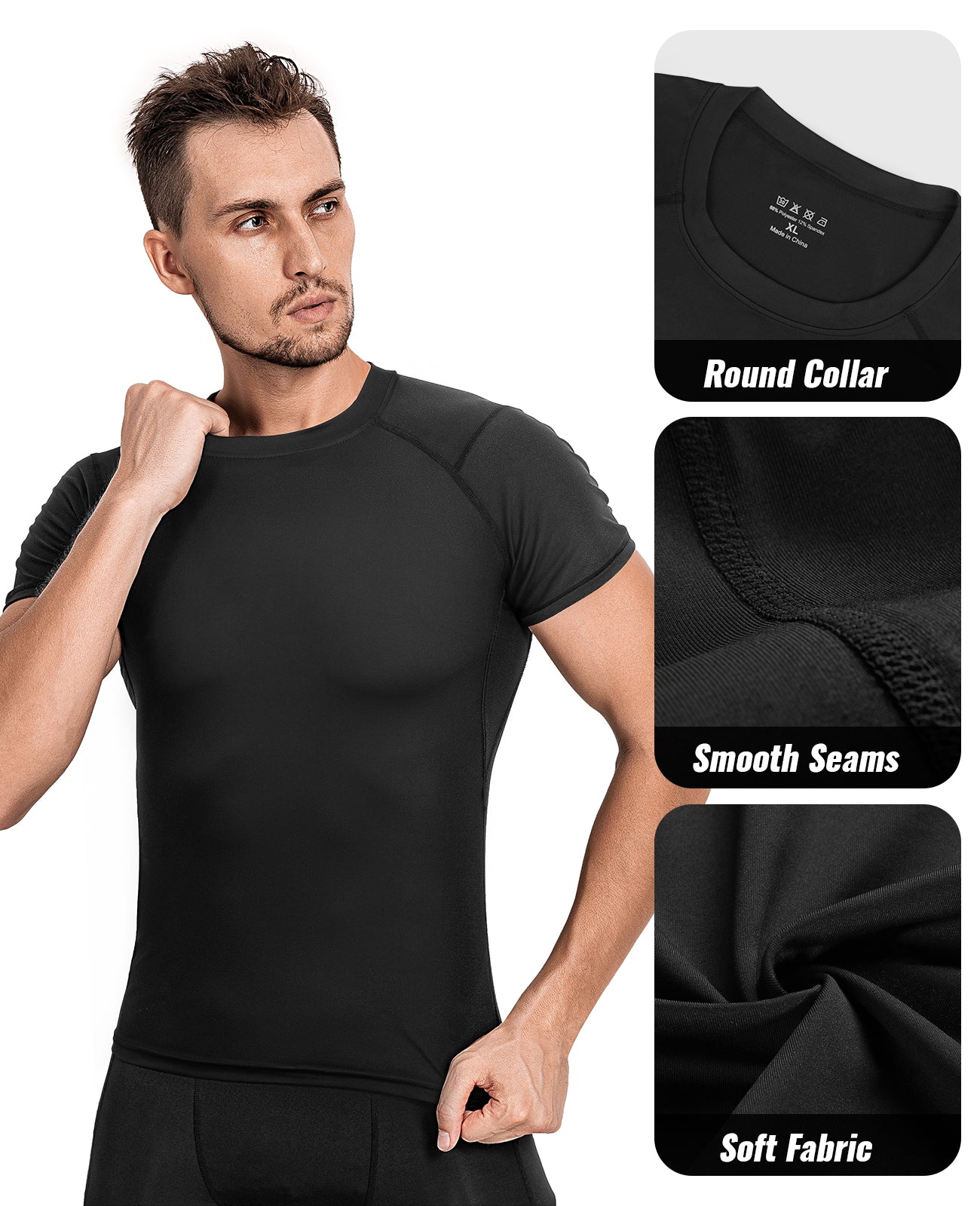 Niksa Men's Compression Top (1-Pack or 3-Pack)（MS01）