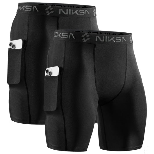 Niksa 2/4 Pack Compression Shorts Men with Pocket （MK03）