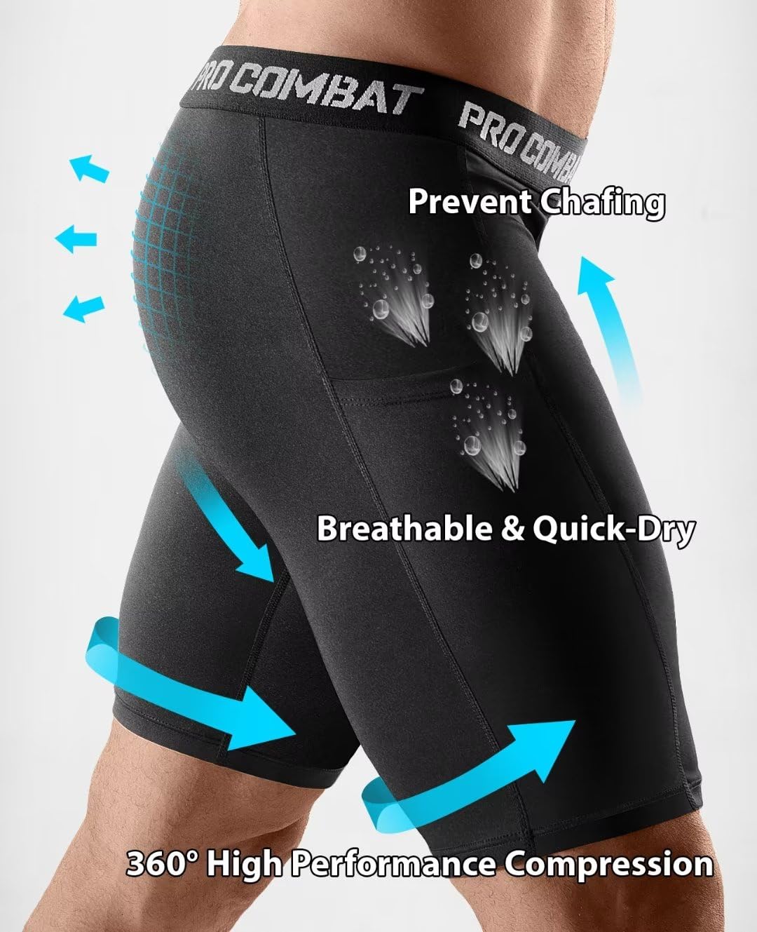 Niksa 3 Pack Compression Shorts Men with Pocket （MK03）