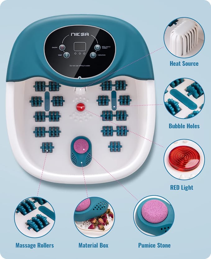 Foot Spa Bath Massager with Acupressure Massage Points & Red Light