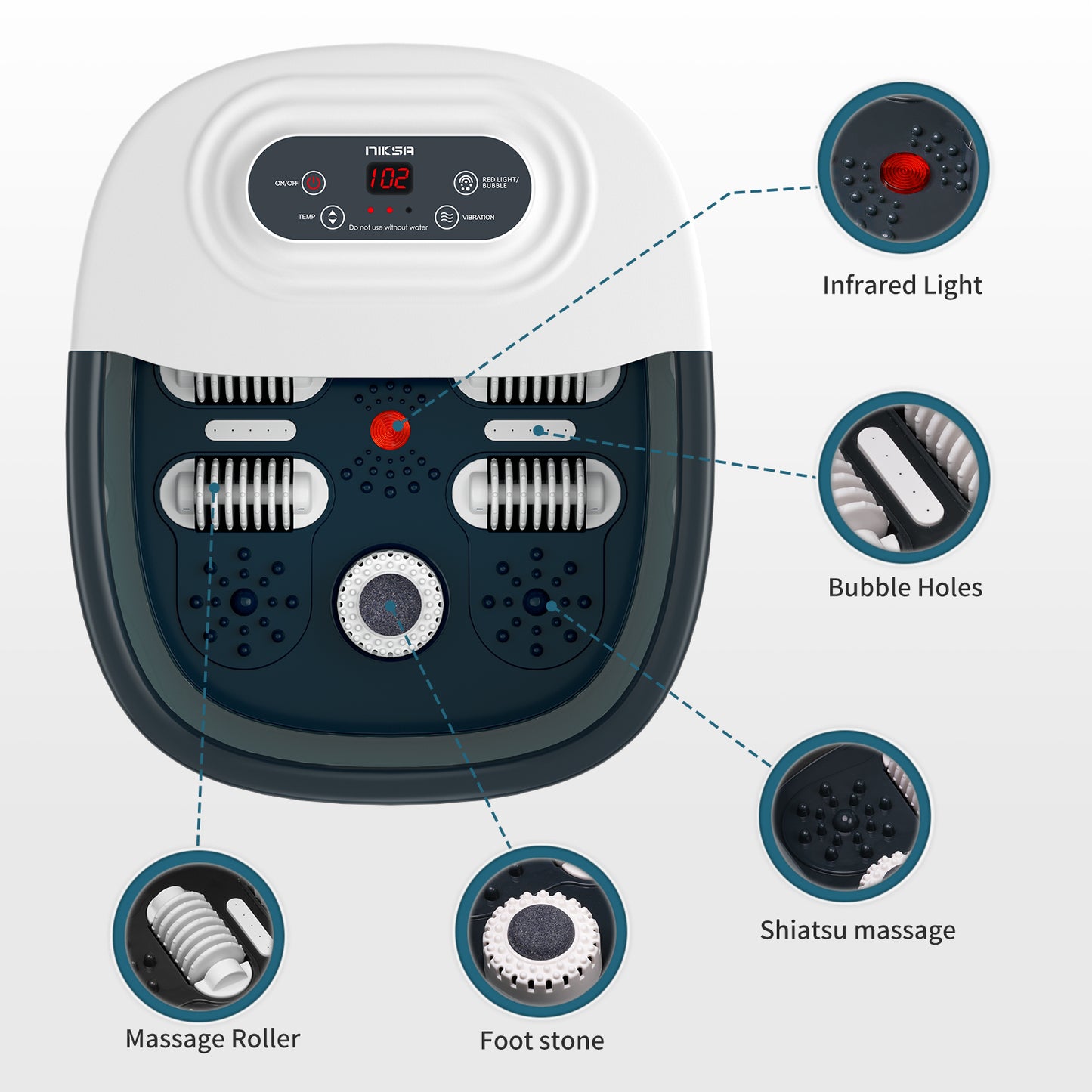 Niksa foot spa bath massager details