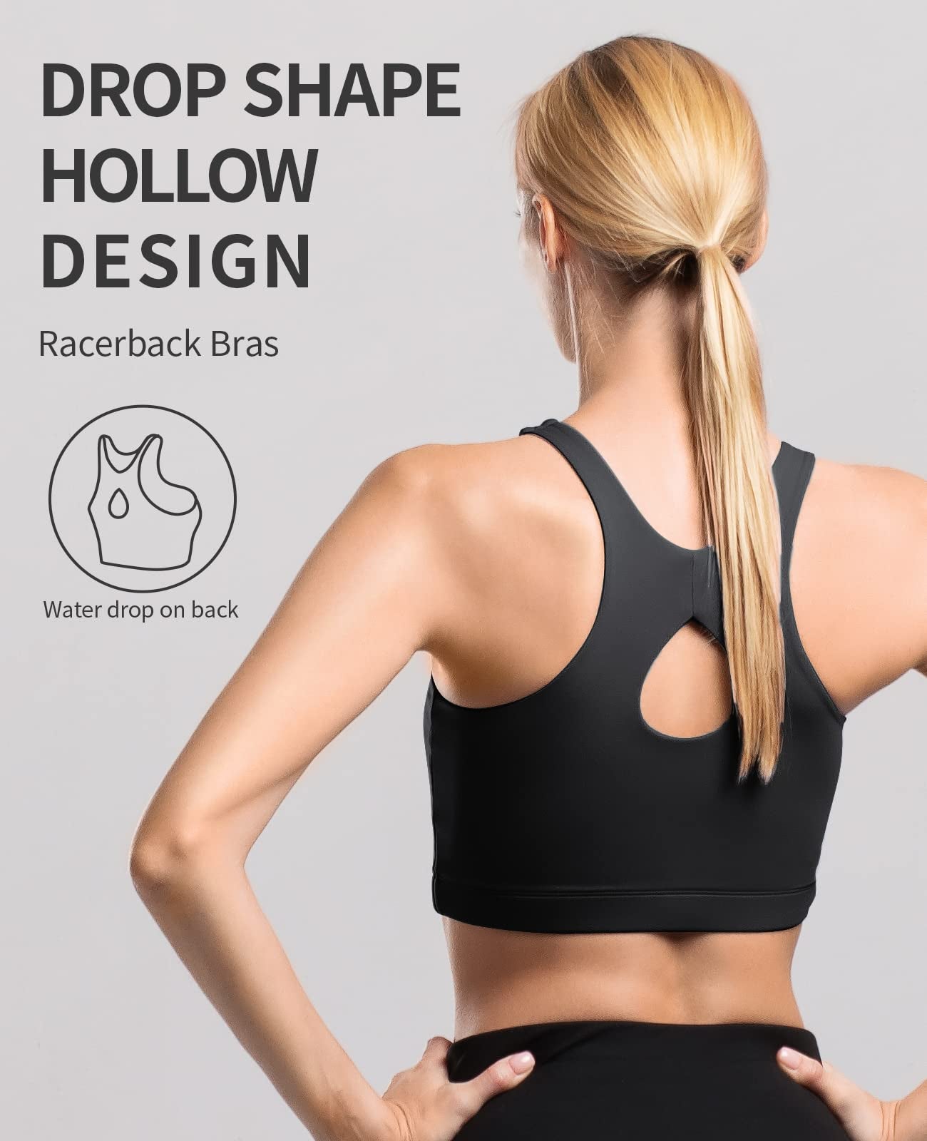 niksa sports bras with drop shape hollow design