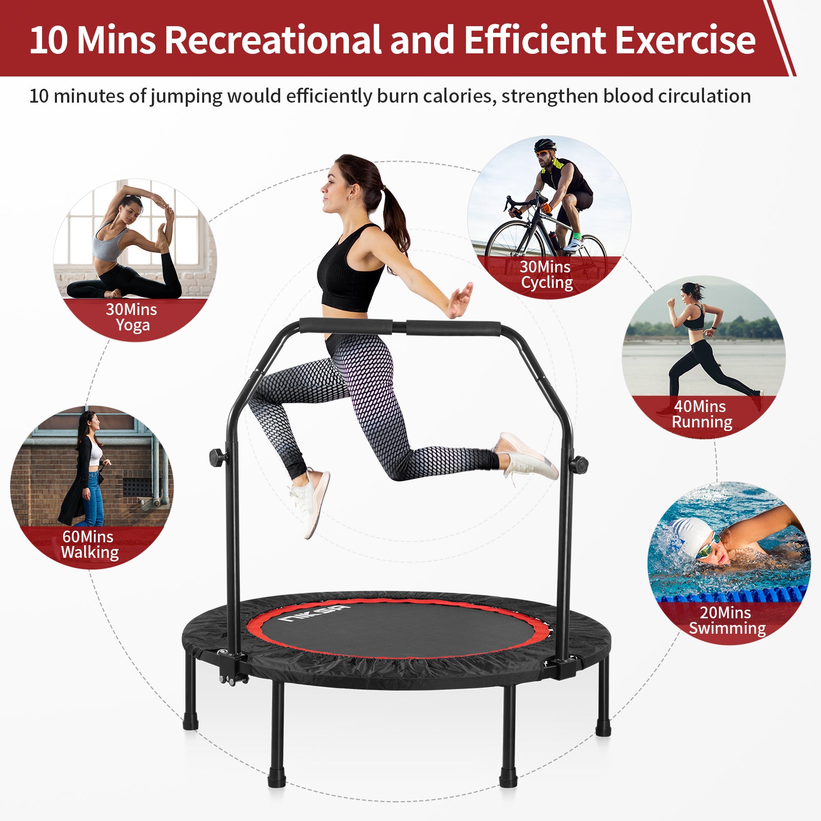 Foldable and Portable Exercise Workout Mini Trampoline